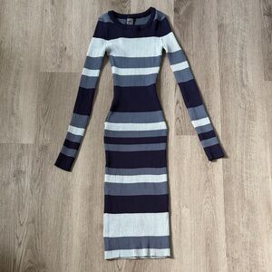 Derek Heart Striped Long Sleeve Knit Dress